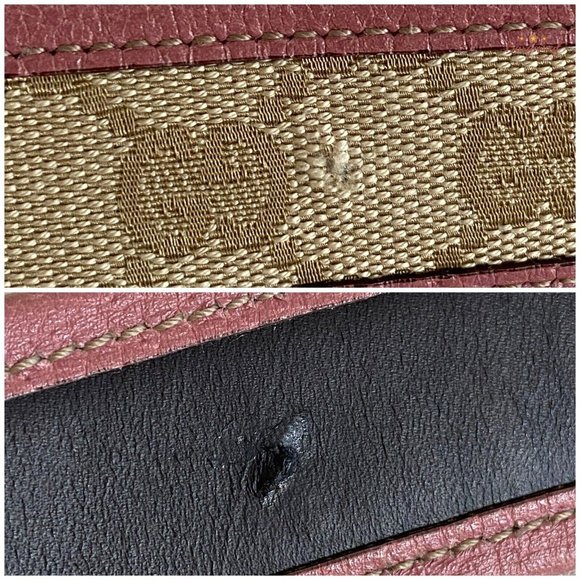 Authentic Gucci Pink Monogram Canvas Leather Gold Chain Buckle Belt Size 80/32 - Picture 12 of 14